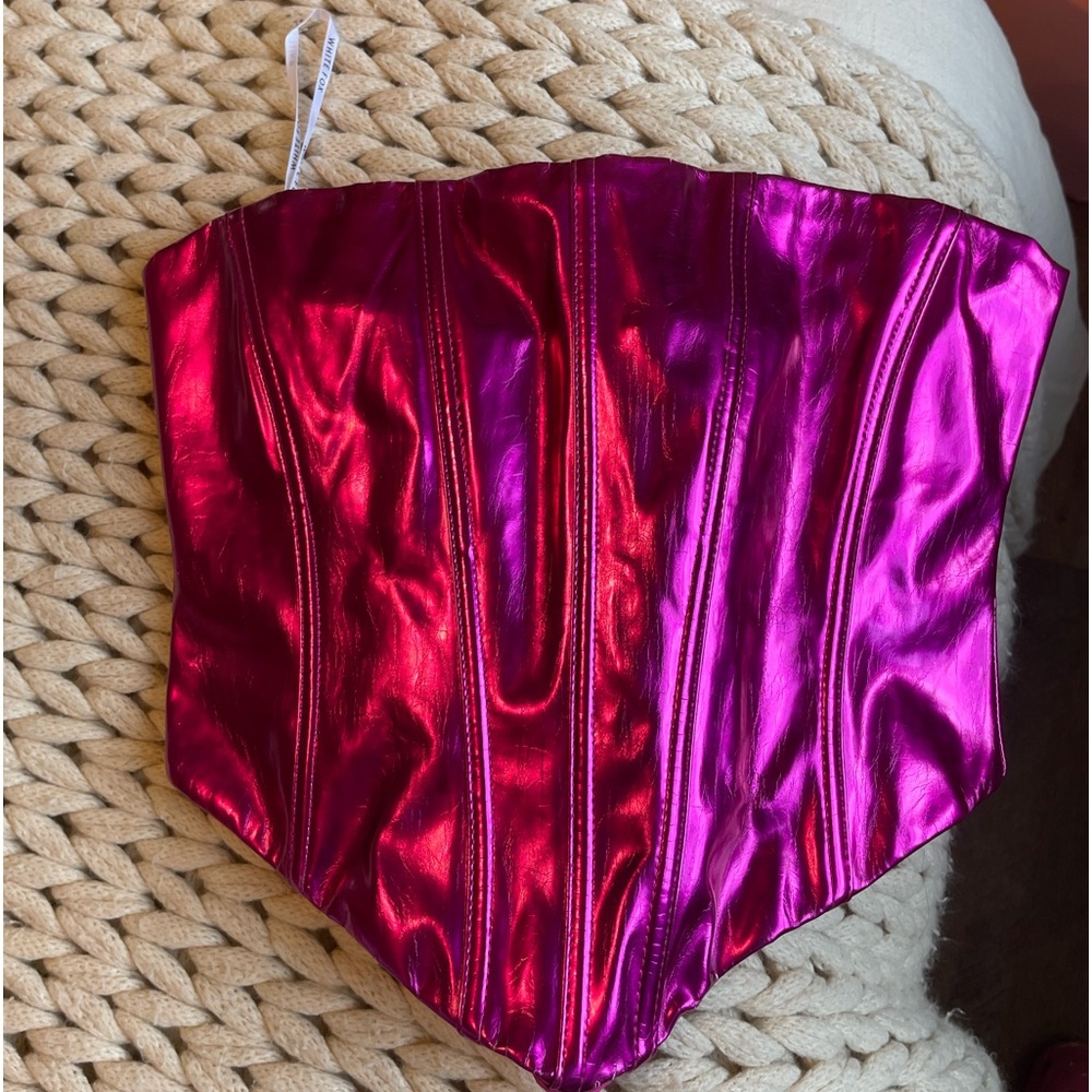 White fox pink metallic top